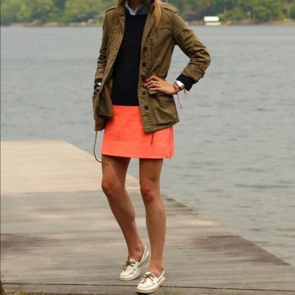 J. Crew Navy and Coral Maritime Color Block Dress